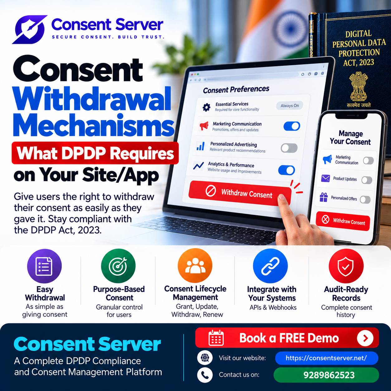 Consent Withdrawal Under DPDP Act Website & App Guide
